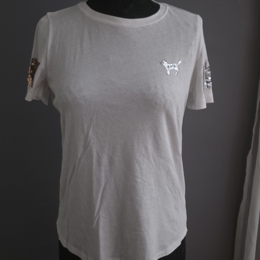 PINK By Victoria's Secret Sequin Graphic Tees - Bundle - Picture 2 of 16